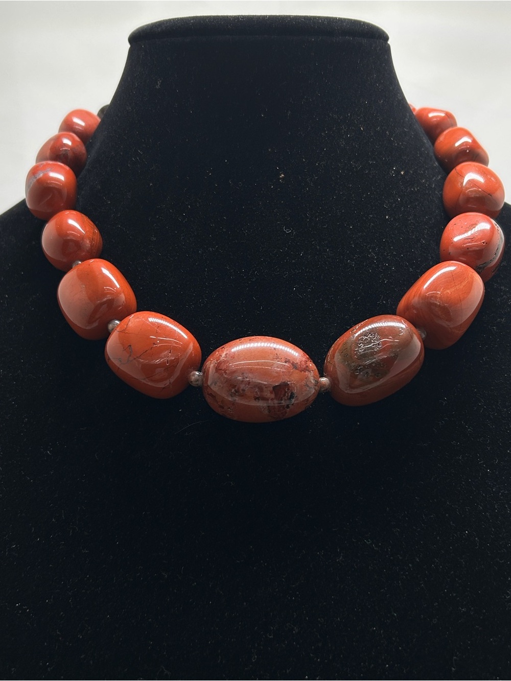 Chunky Polished  Red Jasper Beaded Short Necklace, NWT